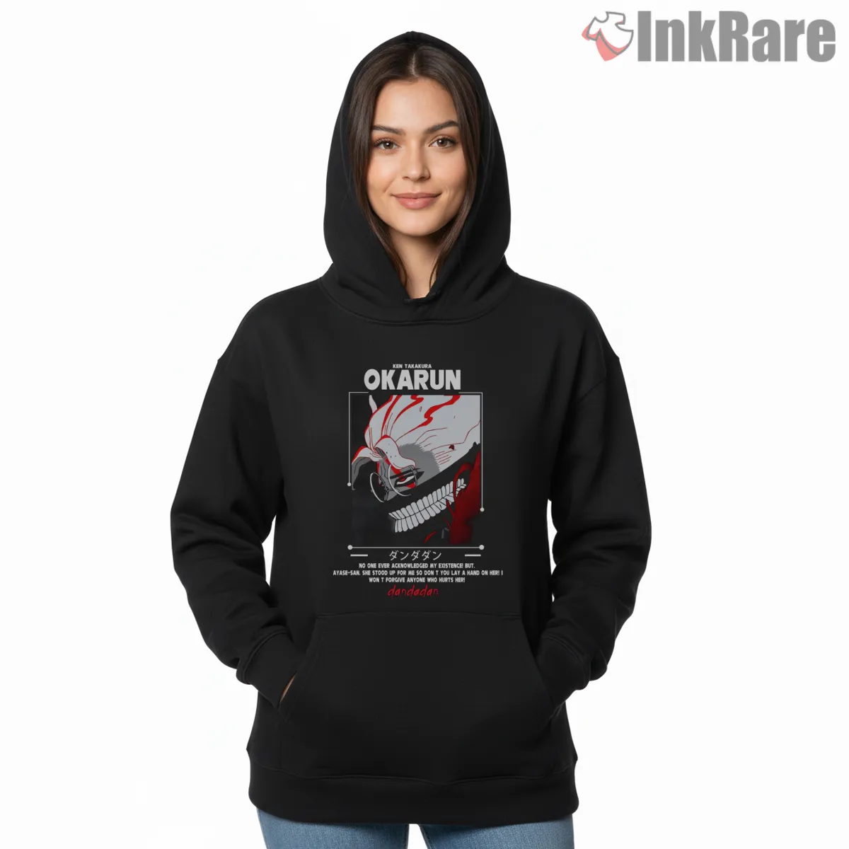 Okarun Yokai Mask Transformation Anime Hoodie Black Okarun Yokai Mask Transformation Anime Shirt on black hoodie for women graphic tee