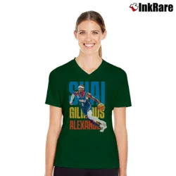 Women’s Oklahoma City Thunder Shai Gilgeous Alexander V-Neck Tee in forest green | Chic Neckline, Soft Texture