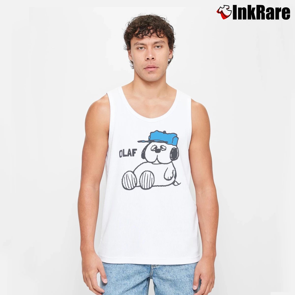 Olaf Spaced Out Snoopy Men’s Performance Tank in white – Lightweight Comfort Men’s Olaf Spaced Out Snoopy Tank Top in white | Breathable, Active-Friendly Design