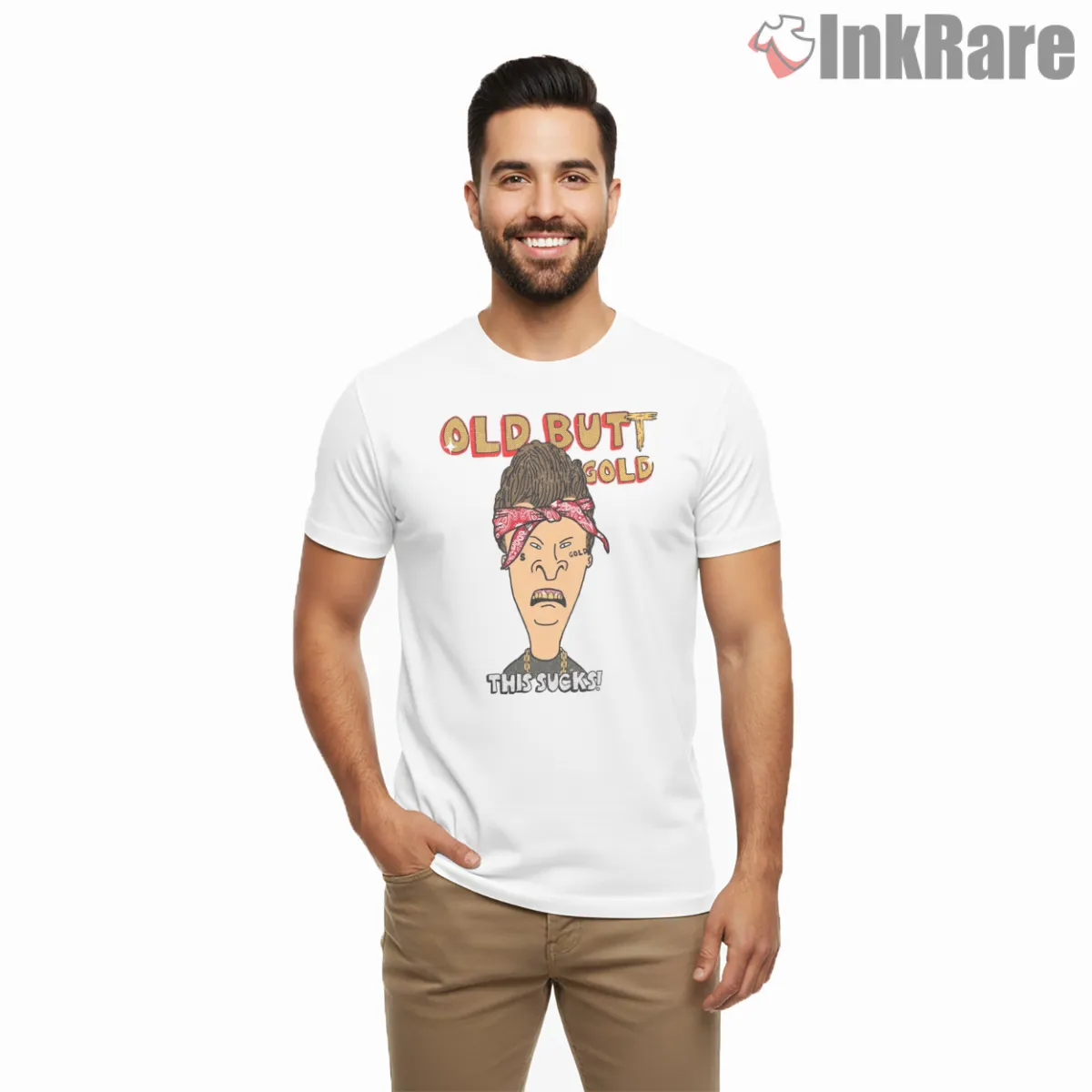 Old But Gold Butthead Hip Hop Style Short Sleeve White Old But Gold Butthead Hip Hop Style Shirt on white short sleeve shirt for men graphic tee