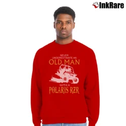 Men’s Old Man With Polaris Rzr Off Road Crewneck Sweatshirt in red | Cozy Fabric, Clean Style