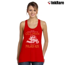 Women’s Old Man With Polaris Rzr Off Road Tank Top in red | Lightweight, Movement-Friendly