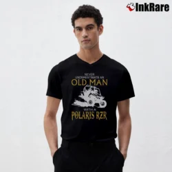 Men’s Old Man With Polaris Rzr Off Road V-Neck Tee in black | Sharp, Breathable, Everyday Staple