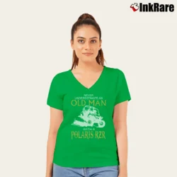 Women’s Old Man With Polaris Rzr Off Road V-Neck Tee in irish green | Chic Neckline, Soft Texture