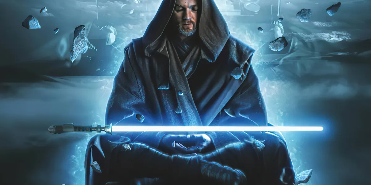 A Jedi in meditation reflecting the inner struggle and discipline of the Old Republic era