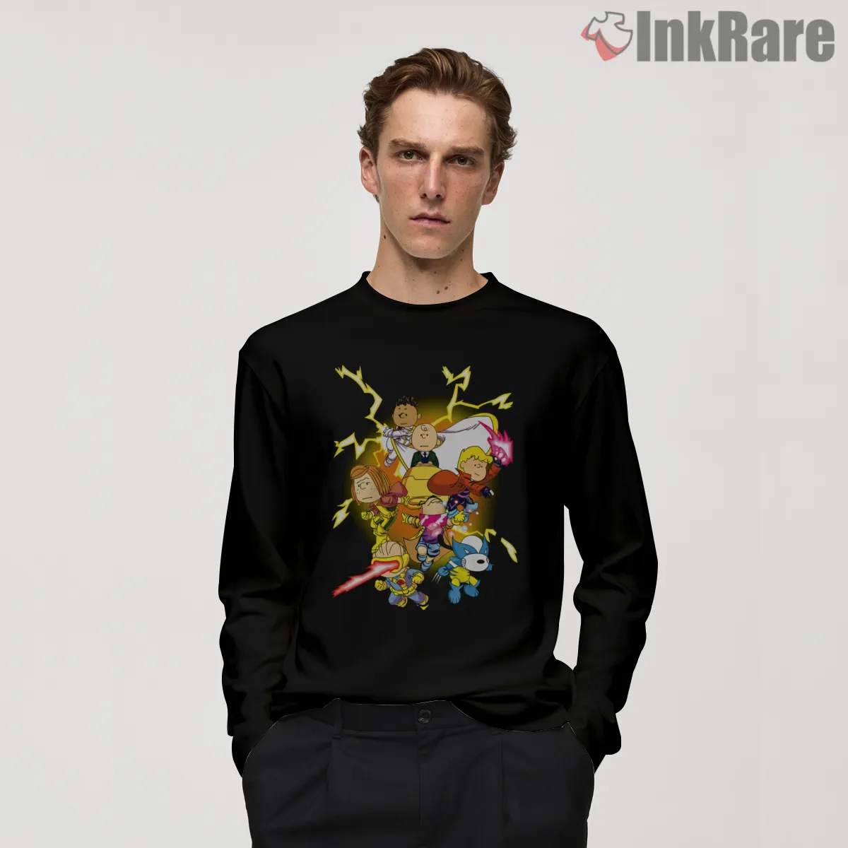 Old School Mutants Meet Snoopy And Peanuts Gang Mashup Long Sleeve Black Old School Mutants Meet Snoopy And Peanuts Gang Mashup Shirt on black long sleeve shirt for men graphic tee