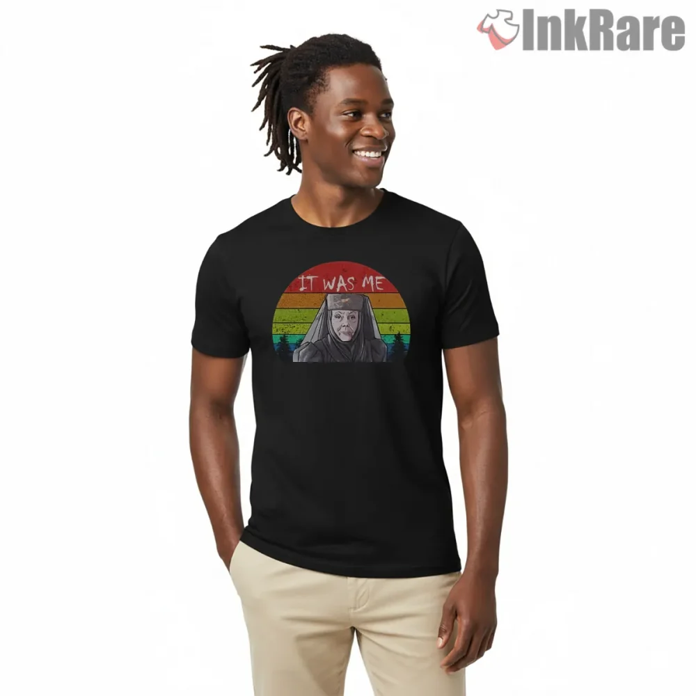 Olenna Tyrell It Was Me Retro Quote Portrait Shirt on black short sleeve shirt for men graphic tee