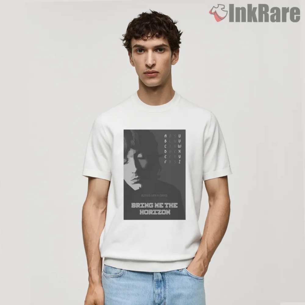 Oliver Sykes Shadow Portrait Shirt on white short sleeve shirt for men graphic tee