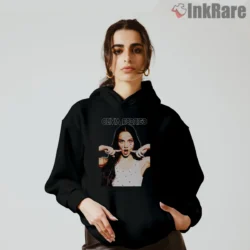 Olivia Rodrigo Confetti Face Playful Expression Shirt on black hoodie for women graphic tee