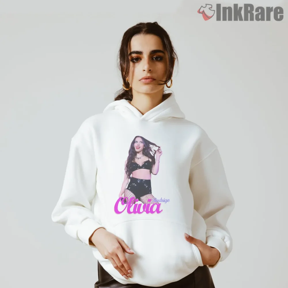 Olivia Rodrigo Live Glam Vintage Stage Style Shirt on white hoodie for women graphic tee