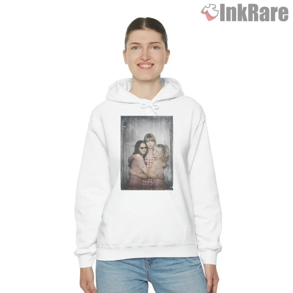 Olivia Rodrigo Perfect Trio Best Friends Polaroid Shirt on white hoodie for women graphic tee