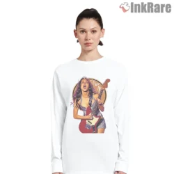 Olivia Rodrigo Retro Concert Guitar Heroine Stage Shirt on white long sleeve shirt for women graphic tee