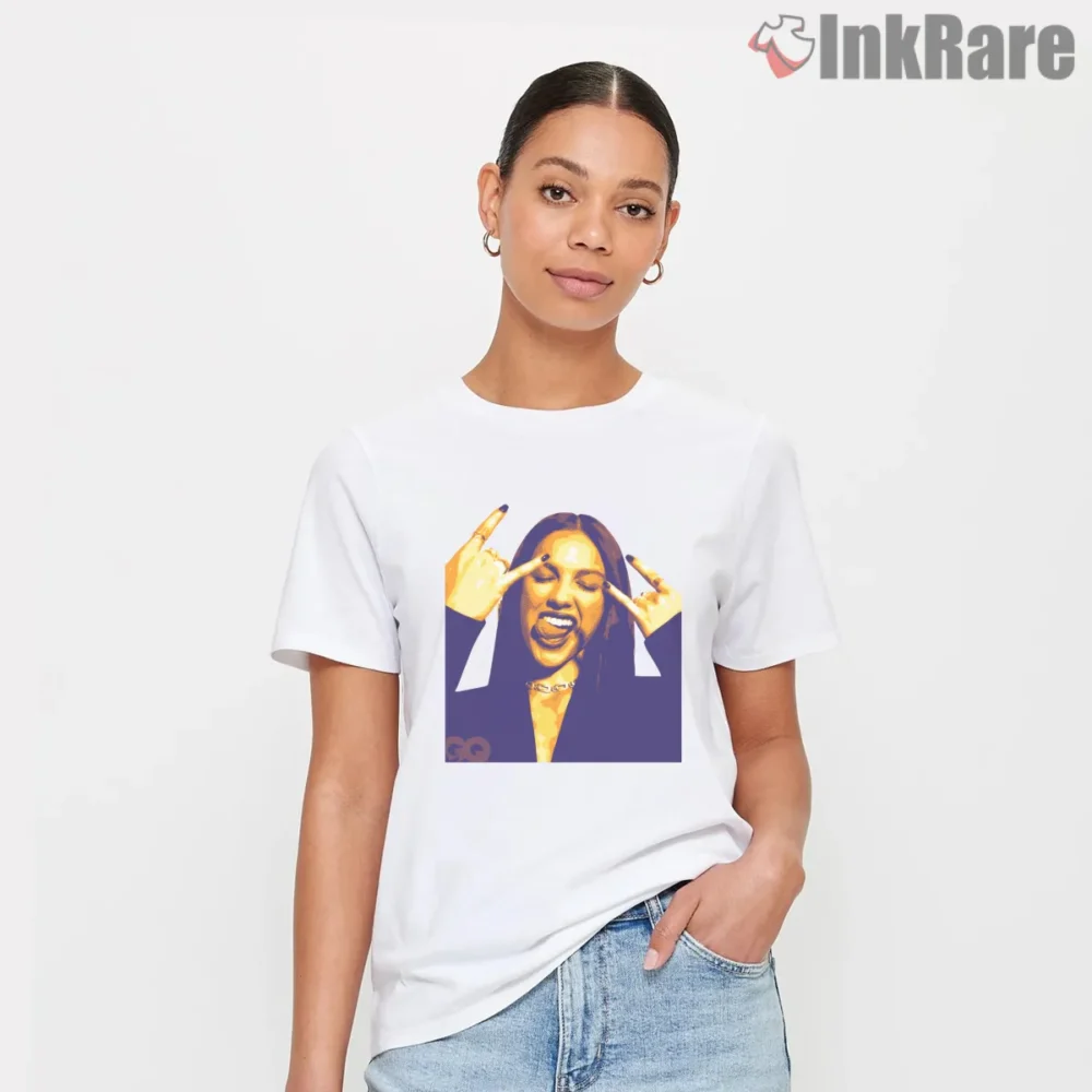 Olivia Rodrigo Retro Magazine Style Portrait Shirt on white short sleeve shirt for women graphic tee