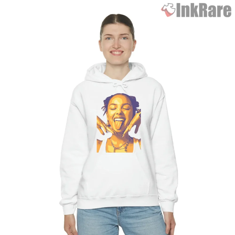 Olivia Rodrigo Retro Pop Art Singer Portrait Shirt on white hoodie for women graphic tee