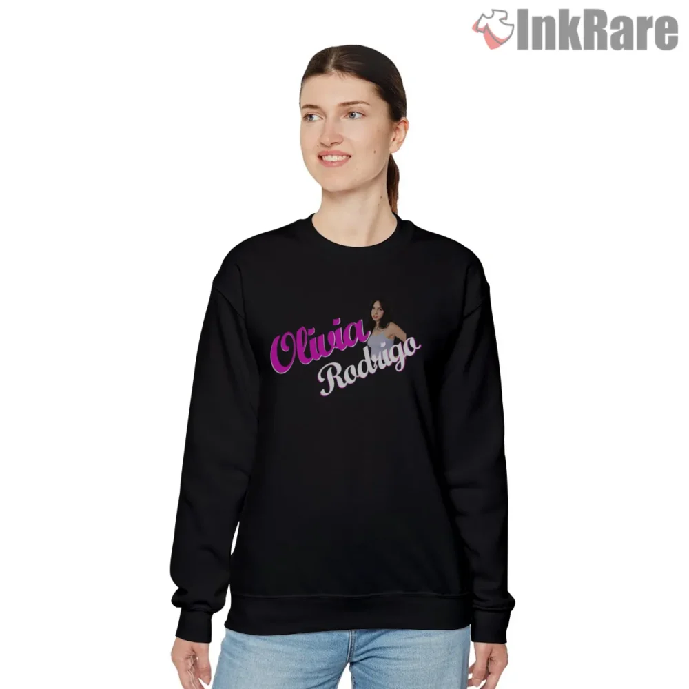 Olivia Rodrigo Retro Script Logo Name Graphic Shirt on graphic shirt for women graphic tee