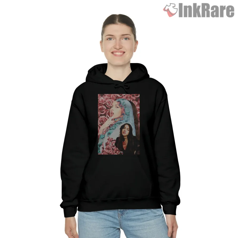 Olivia Rodrigo Rose Collage Dreamy Portrait Shirt on black hoodie for women graphic tee