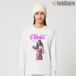 Olivia Rodrigo Teenage Dream Bouquet Dress Shirt on white long sleeve shirt for women graphic tee