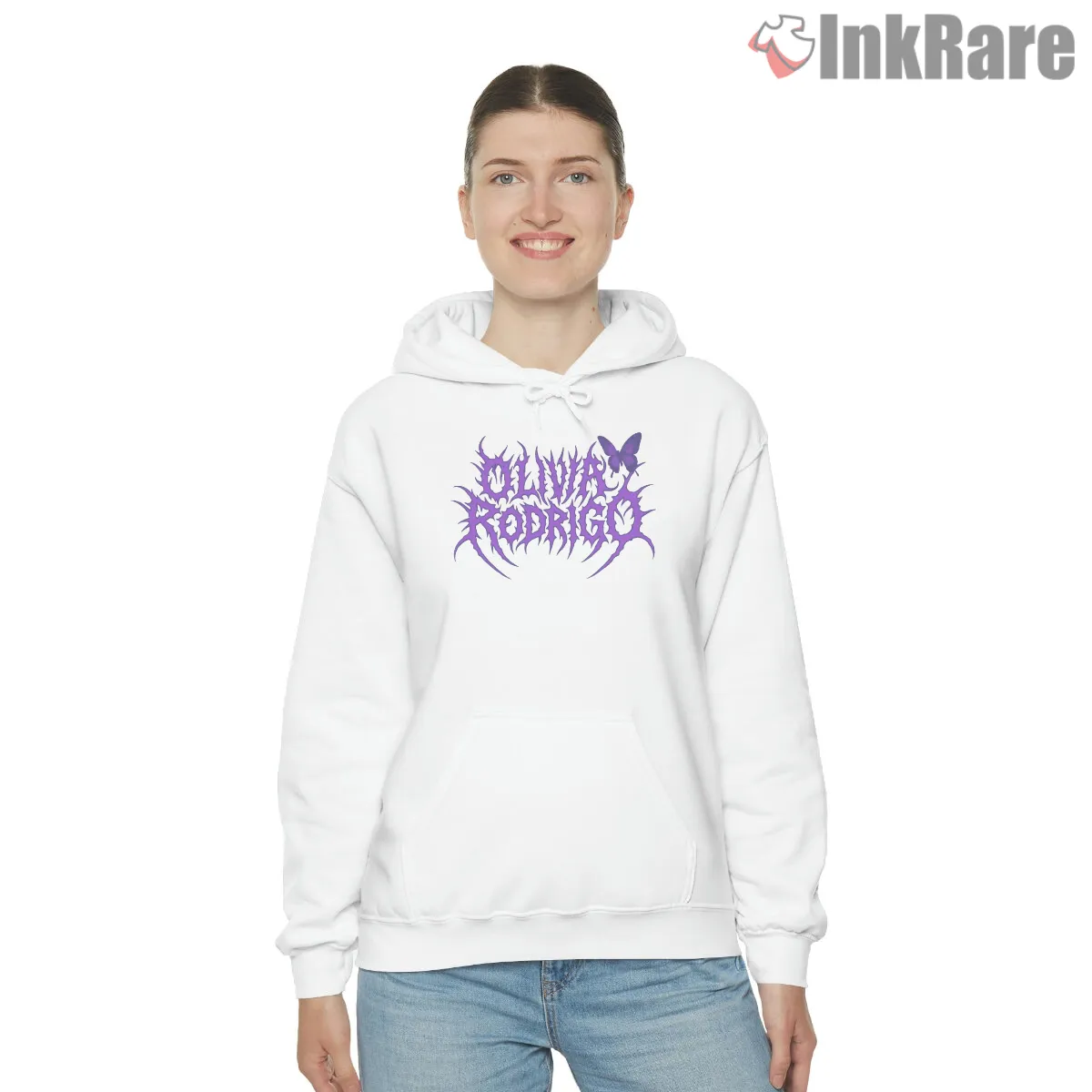 Olivia Rodrigo Tough And Cute Butterfly Logo Shirt on white hoodie for women graphic tee
