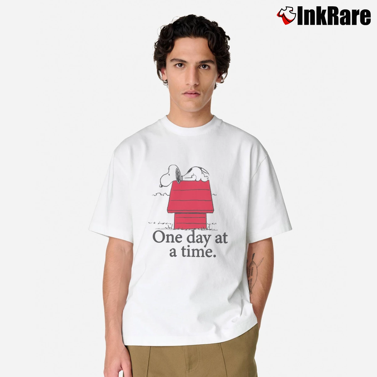 One Day At A Time Snoopy Men’s Classic Tee in white – Premium Comfort Men’s One Day At A Time Snoopy Classic T-Shirt in white | Soft, Breathable Everyday Wear