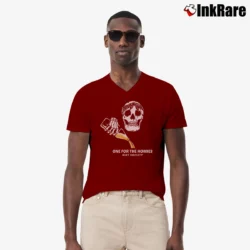 Men’s One For The Homies Quote Graphic V-Neck Tee in maroon | Sharp, Breathable, Everyday Staple