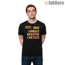 One Lonely Beastie I Be Bold Stripe Shirt on black short sleeve shirt for men graphic tee