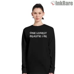 One Lonely Beastie I Be Bold White Block Shirt on black long sleeve shirt for women graphic tee