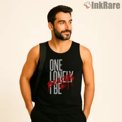 One Lonely Beastie I Be Red Paint Graffiti Shirt on black tank top for men graphic tee