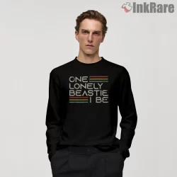 One Lonely Beastie I Be Retro Stripes Shirt on black long sleeve shirt for men graphic tee
