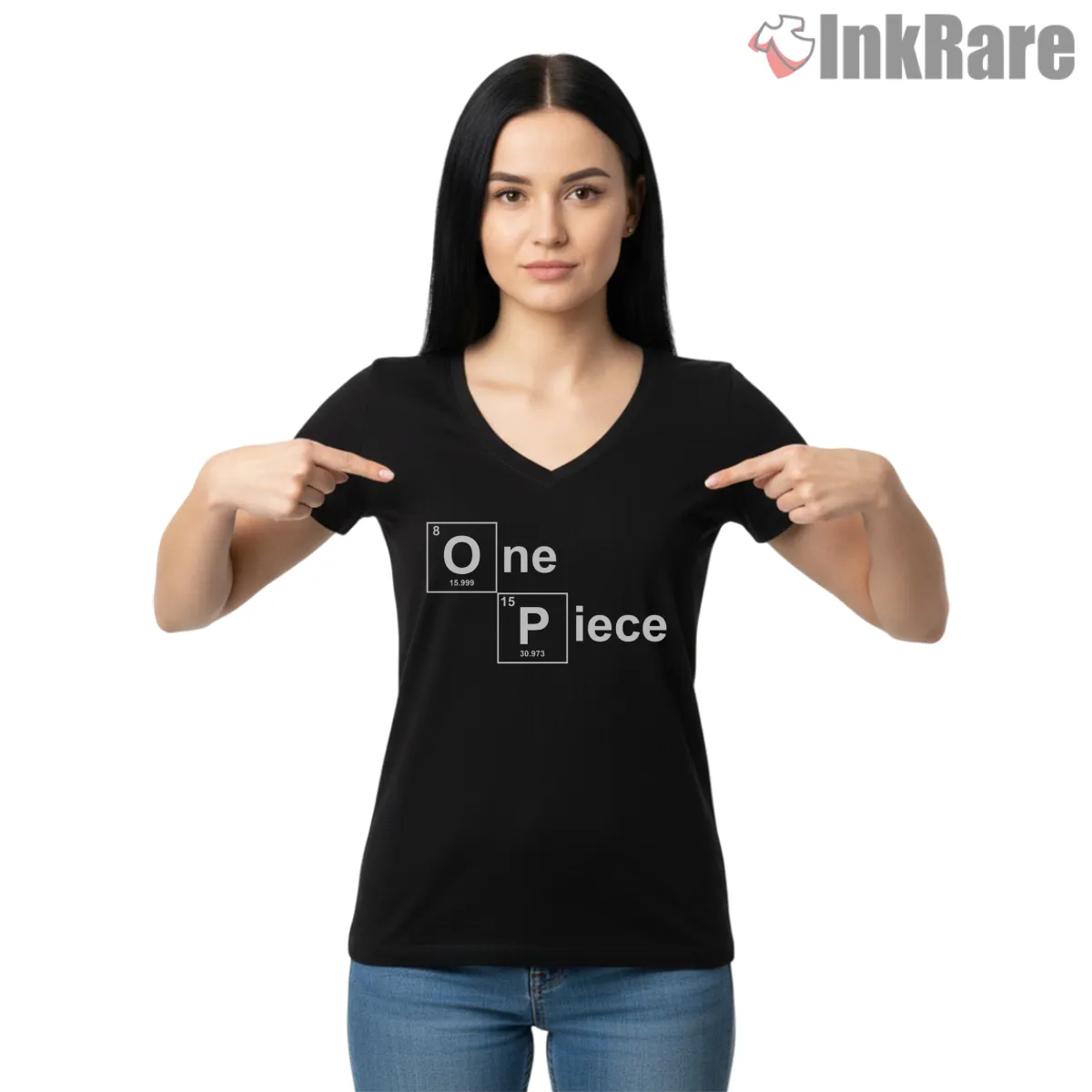 One Piece Chemistry Parody Anime V Neck Black One Piece Chemistry Parody Anime Shirt on black v-neck shirt for women graphic tee