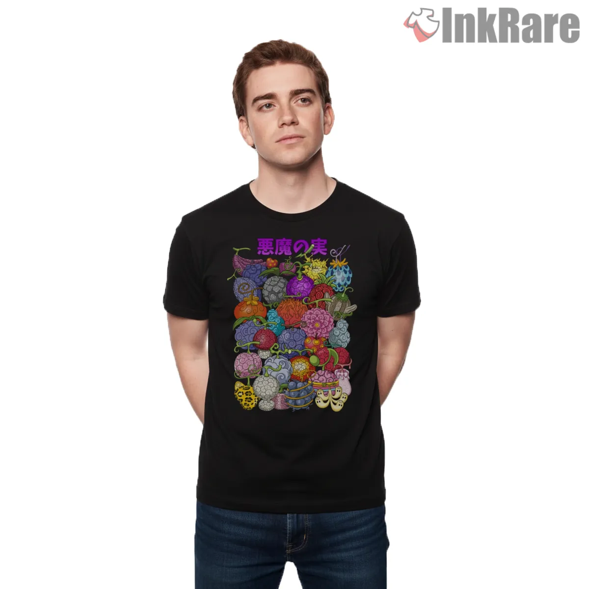 One Piece Devil Fruits Collection Anime Shirt on black short sleeve shirt for men graphic tee