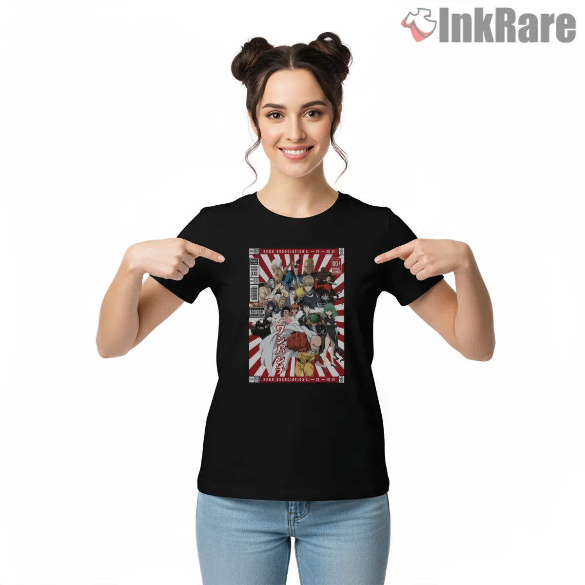 One Punch Man Hero Association Manga Cover Short Sleeve Black One Punch Man Hero Association Manga Cover Shirt on black short sleeve shirt for women graphic tee