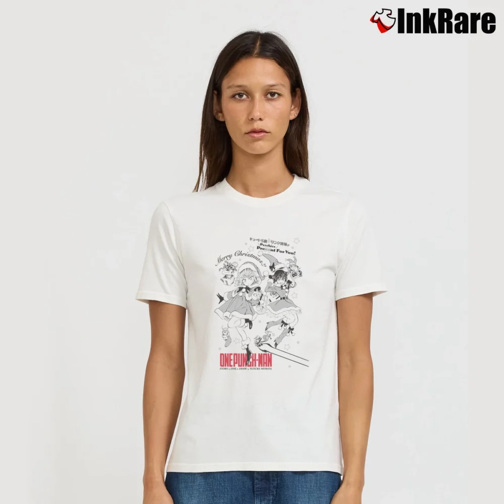 Women’s One Punch Man Merry Christmas T-Shirt in white | Soft, Flattering Fit