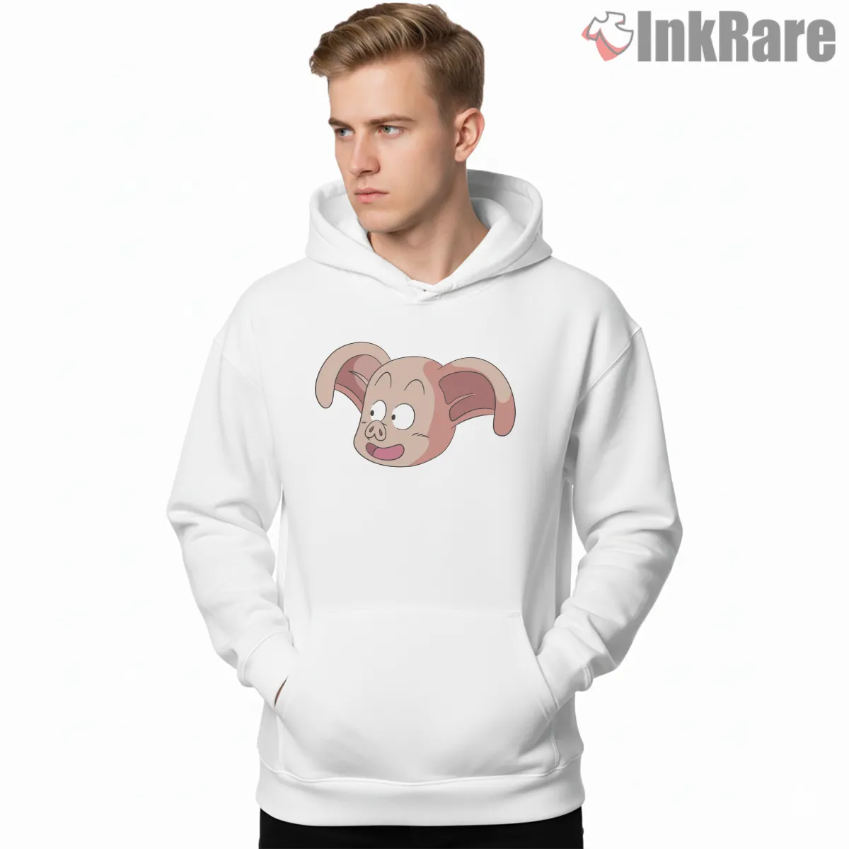 Oolong Piggy Smile Cartoon Portrait Hoodie White Oolong Piggy Smile Cartoon Portrait Shirt on white hoodie for men graphic tee