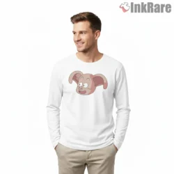 Oolong Piggy Smile Cartoon Portrait Shirt on white long sleeve shirt for men graphic tee