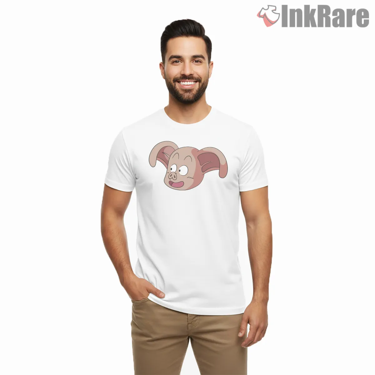Oolong Piggy Smile Cartoon Portrait Short Sleeve White Oolong Piggy Smile Cartoon Portrait Shirt on white short sleeve shirt for men graphic tee