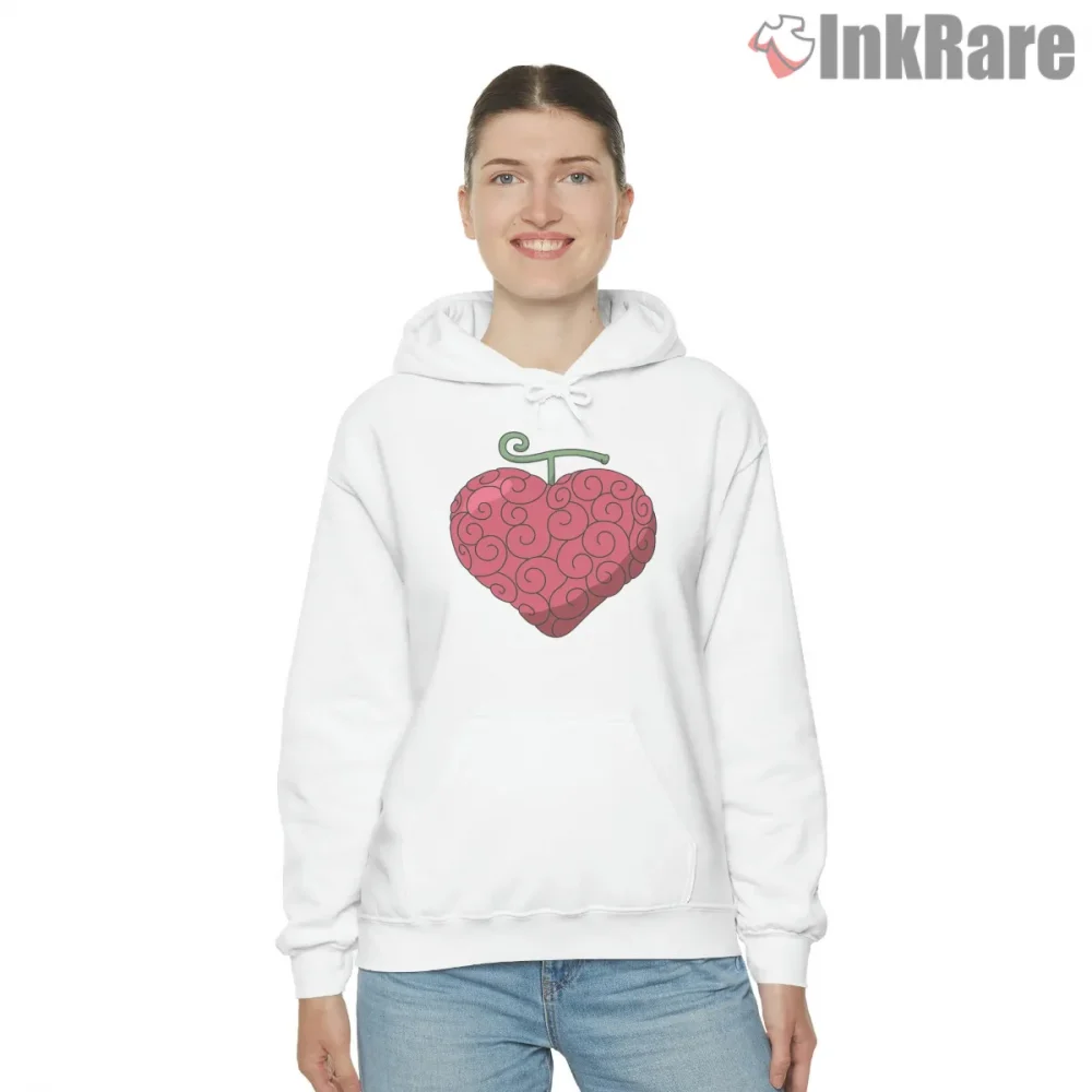 Ope Ope Devil Fruit Heart Anime Shirt on white hoodie for women graphic tee