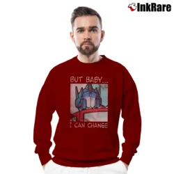Men’s Optimus Prime 80s Transformers Crewneck Sweatshirt in maroon | Cozy Fabric, Clean Style