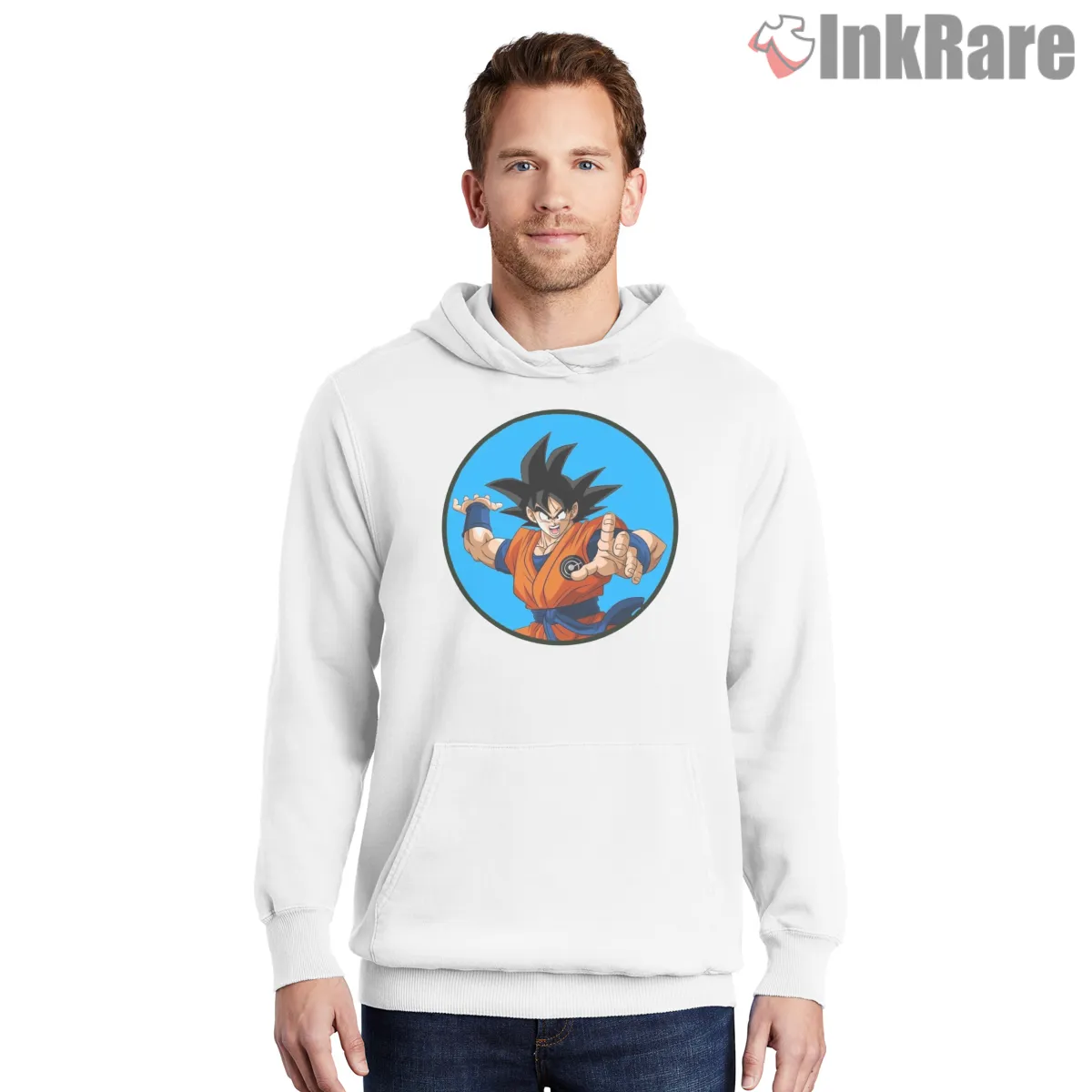 Orange Gi Street Fighter Anime Hero Shirt on white hoodie for men graphic tee
