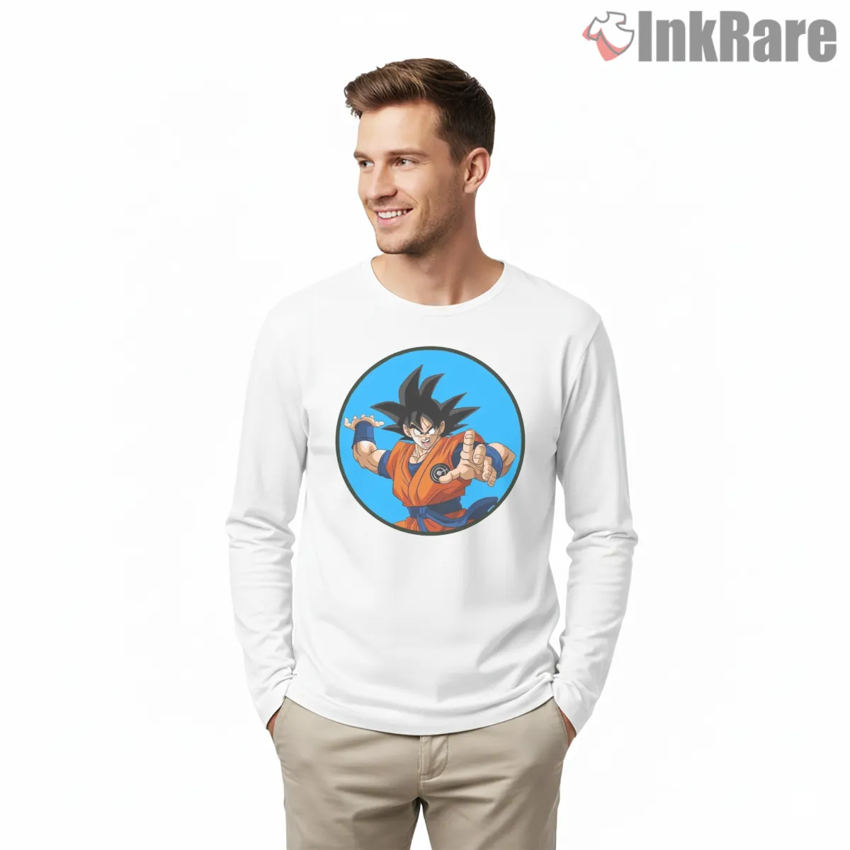 Orange Gi Street Fighter Anime Hero Long Sleeve White Orange Gi Street Fighter Anime Hero Shirt on white long sleeve shirt for men graphic tee