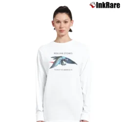 Women’s Original 1975 The Rolling Stones Concert Tour Rock Long-Sleeve Top in white | Sleek, Versatile, All-Season