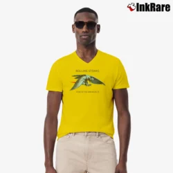 Men’s Original 1975 The Rolling Stones Concert Tour Rock V-Neck Tee in yellow | Sharp, Breathable, Everyday Staple
