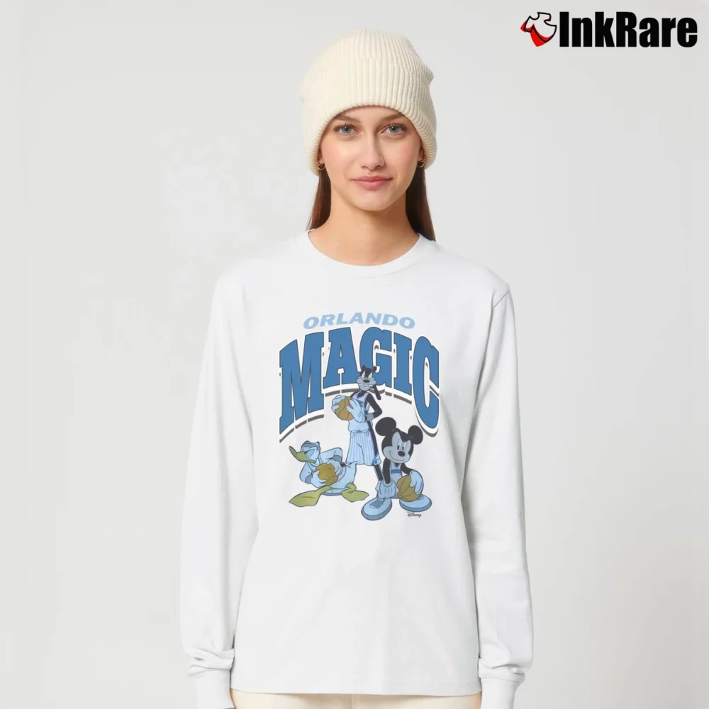 Women’s Orlando Magic Mickey Mouse Basketball Squad Long-Sleeve Top in white | Sleek, Versatile, All-Season