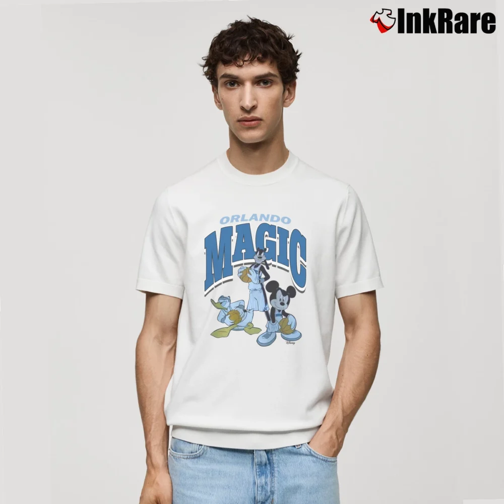 Men’s Orlando Magic Mickey Mouse Basketball Squad Classic T-Shirt in white | Soft, Breathable Everyday Wear