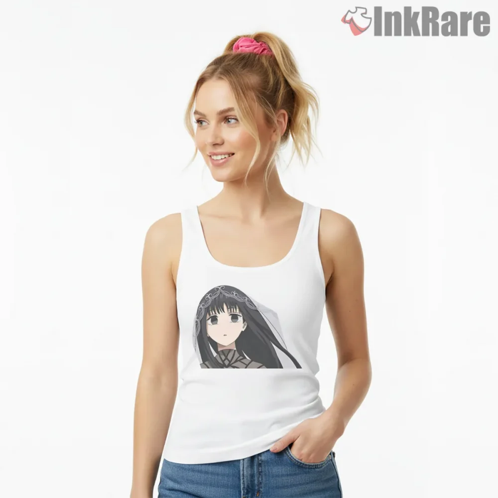Osaragi Elegant Veil Portrait Anime Shirt on white tank top for women graphic tee
