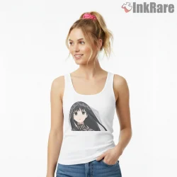 Osaragi Elegant Veil Portrait Anime Shirt on white tank top for women graphic tee
