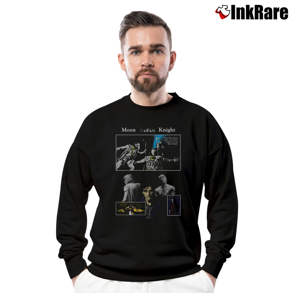 Men’s Oscar Isaac Moon Knight Crewneck Sweatshirt in black | Cozy Fabric, Clean Style