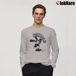 Men’s Oswald The Lucky Rabbit Cartoon Character Disney Long-Sleeve Shirt in sport grey | Sleek, Lightweight, Year-Round Wear