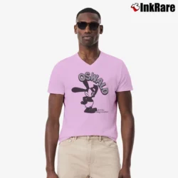 Men’s Oswald The Lucky Rabbit Cartoon Character Disney V-Neck Tee in light pink | Sharp, Breathable, Everyday Staple