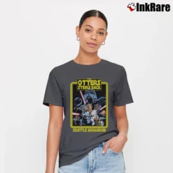 Women’s Otters Strike Back Seattle Aquarium Star Wars Parody Signature T-Shirt in charcoal | Soft, Flattering Fit