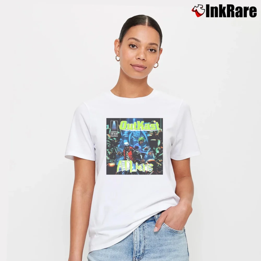 Women’s Outkast Atliens Comfortable Signature T-Shirt in white | Soft, Flattering Fit